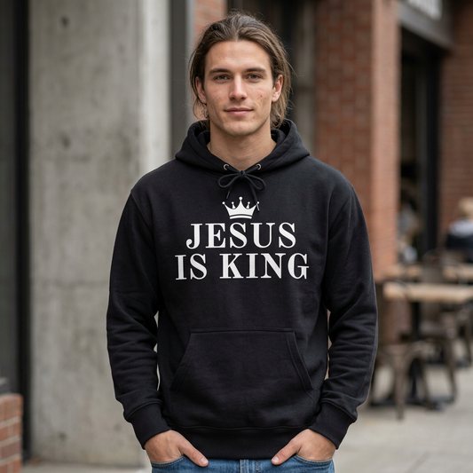 Jesus Is King Hoodie — Faith-Inspired Crown Graphic Pullover