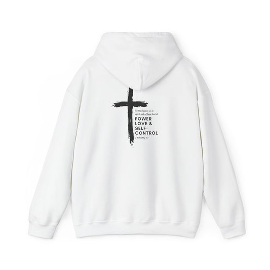 Faith Over Fear x 2 Timothy 1:7 Heavy Blend™ Hoodie (Black//Front & Back Design)