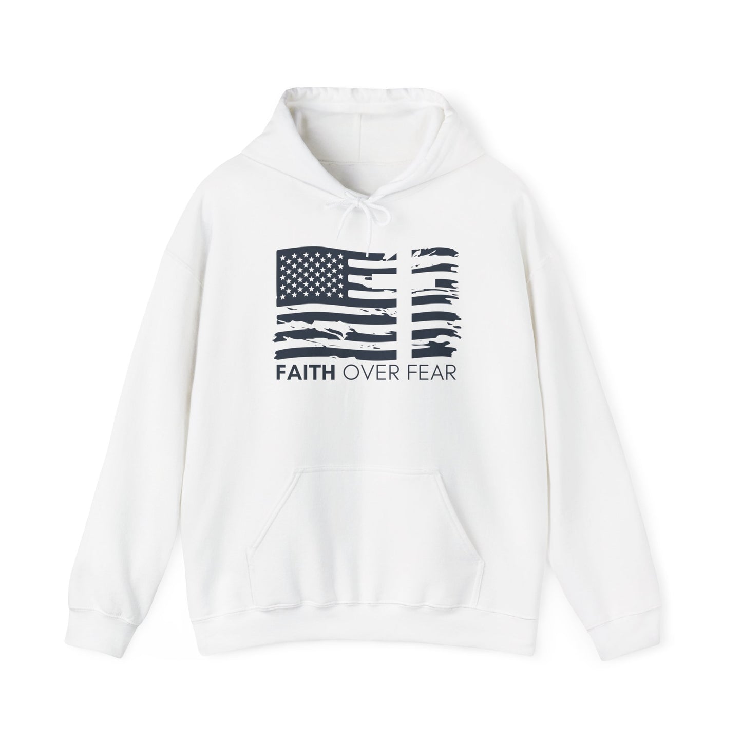 Faith Over Fear x 2 Timothy 1:7 Heavy Blend™ Hoodie (Navy Blue, Front & Back Design)