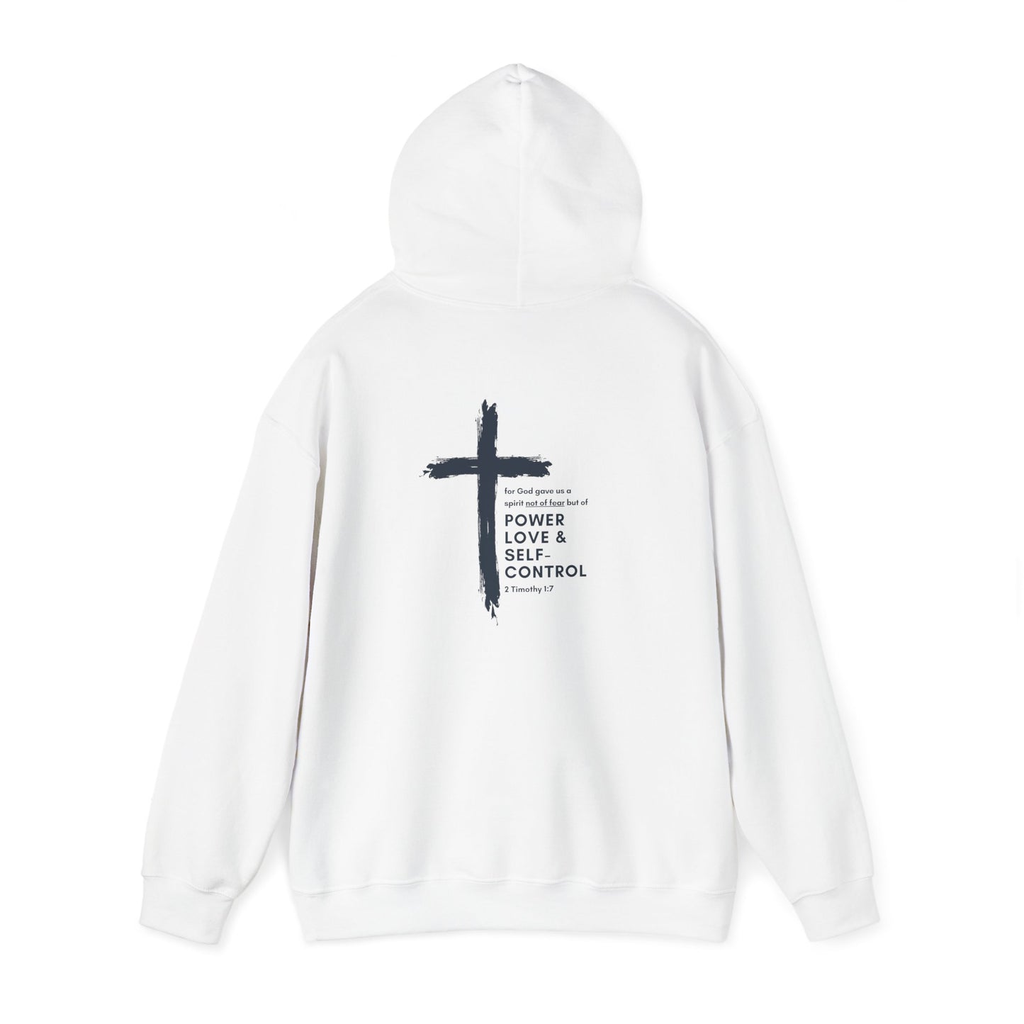 Faith Over Fear x 2 Timothy 1:7 Heavy Blend™ Hoodie (Navy Blue, Front & Back Design)