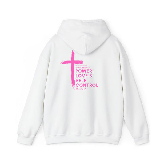 Faith Over Fear // 2 Timothy 1:7 Heavy Blend™ Hoodie (Pink//Front & Back Design)