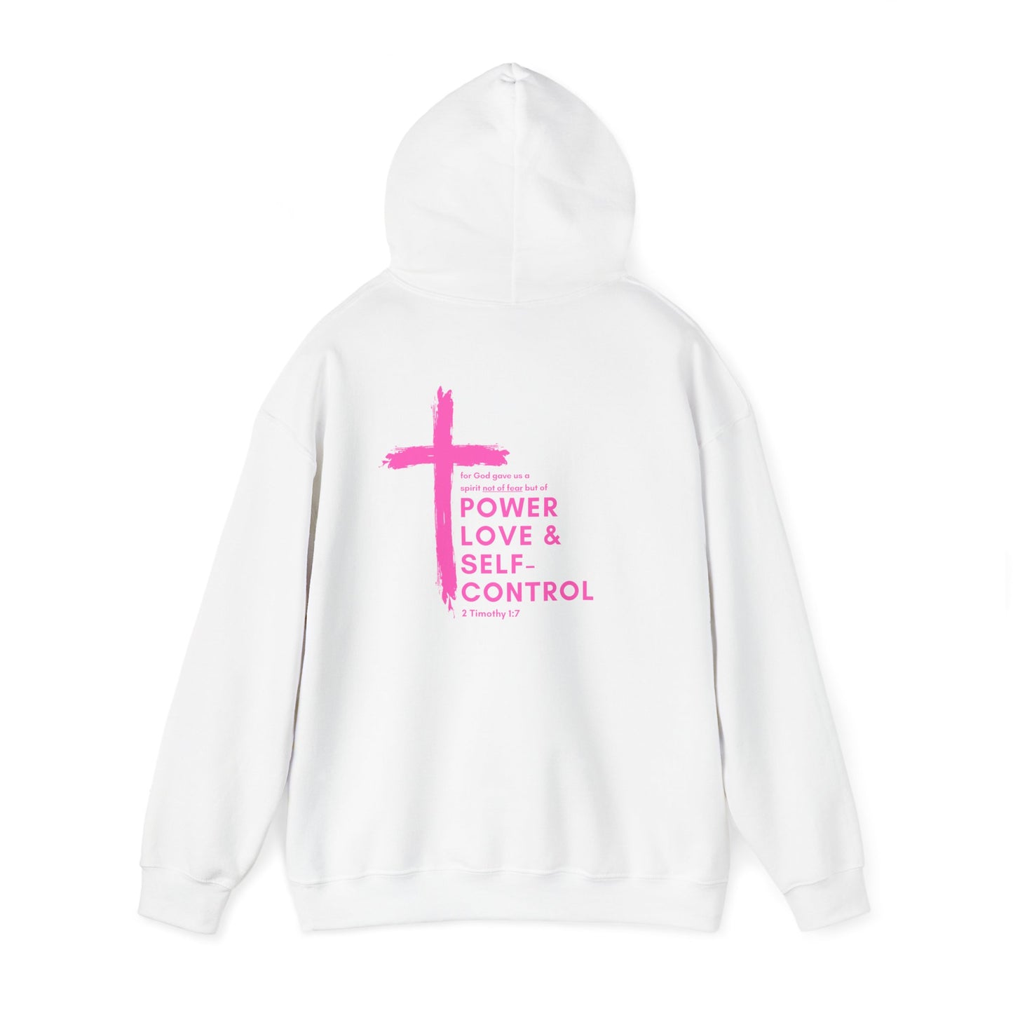 Faith Over Fear // 2 Timothy 1:7 Heavy Blend™ Hoodie (Pink//Front & Back Design)