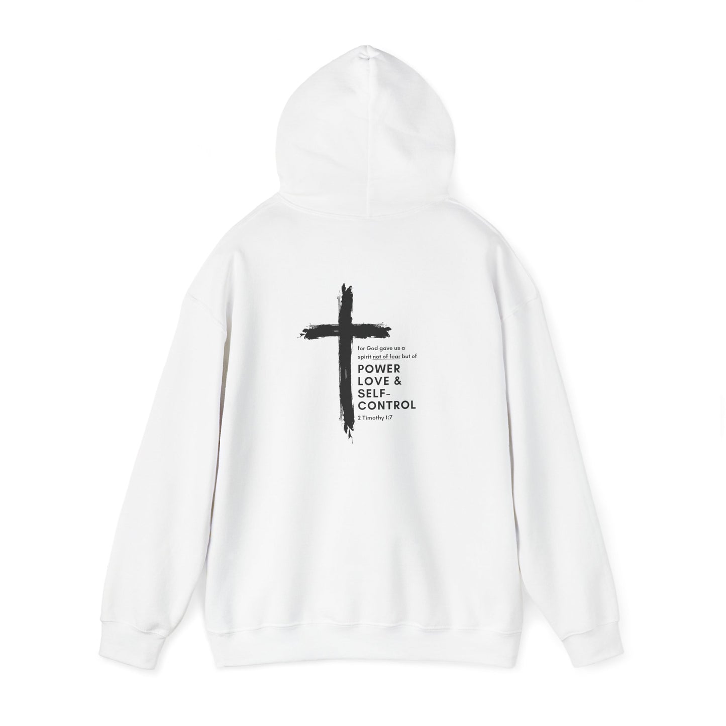 Faith Over Fear x 2 Timothy 1:7 Heavy Blend™ Hoodie (Black//Front & Back Design)