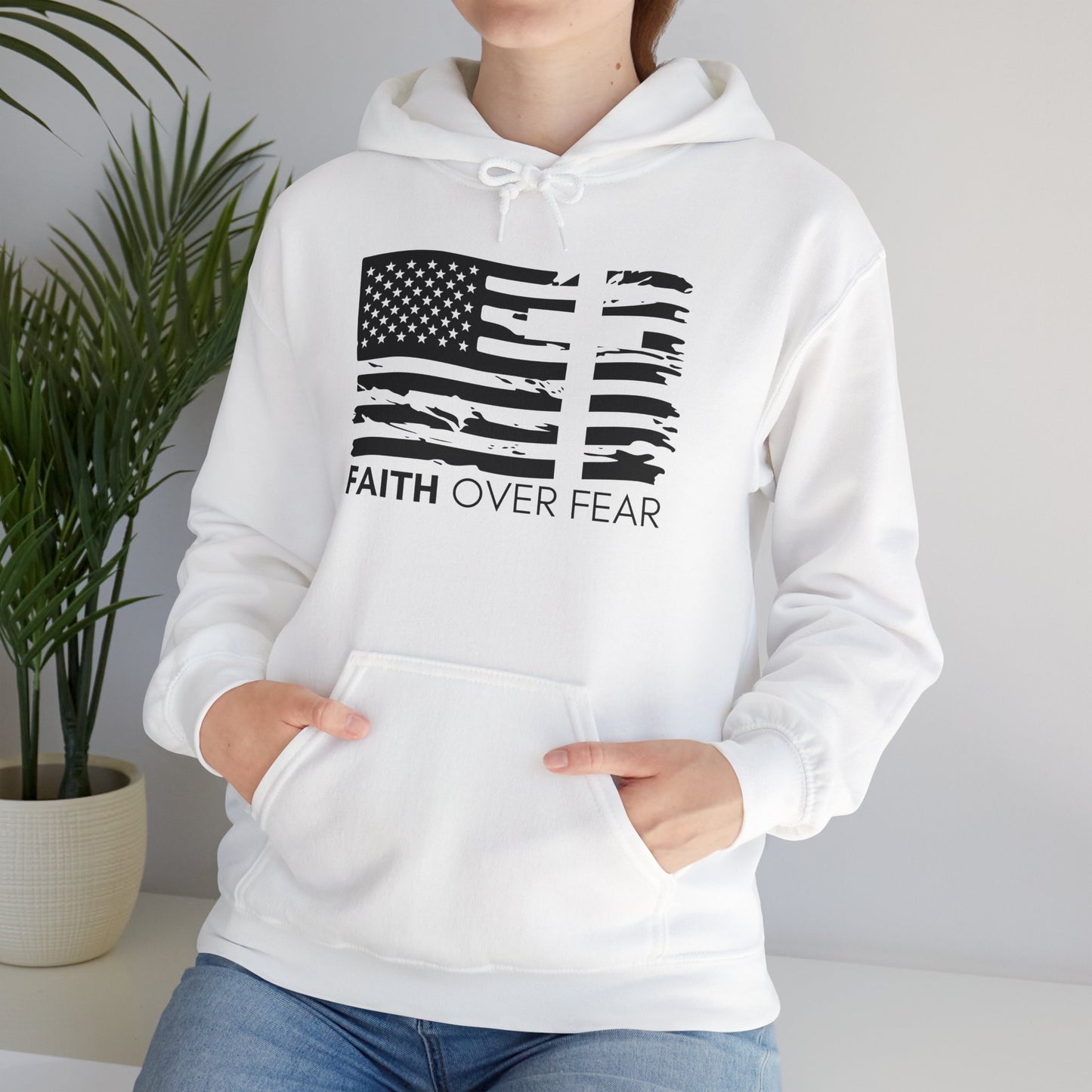 Faith Over Fear x 2 Timothy 1:7 Heavy Blend™ Hoodie (Black//Front & Back Design)