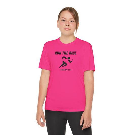 Youth Run The Race Performance Tee (black print // other colors available)