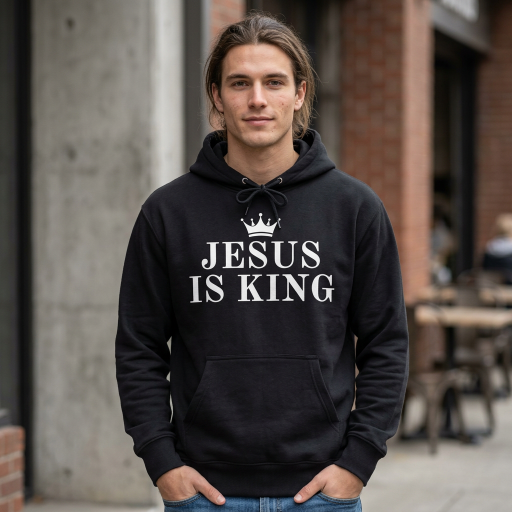 Jesus Is King Hoodie — Faith-Inspired Crown Graphic Pullover