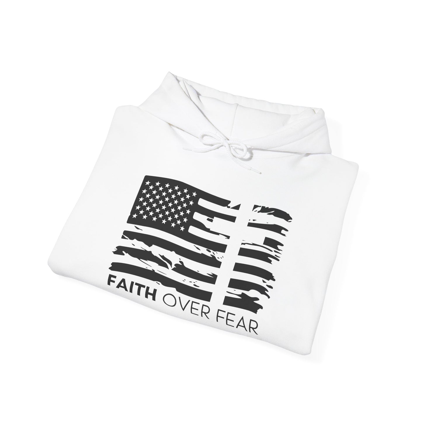 Faith Over Fear//2 Tim. 1:7 Unisex Heavy Blend™ Hooded Sweatshirt (Black//Front Design)