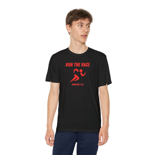 Youth Run The Race Performance Tee (red print //other colors available)