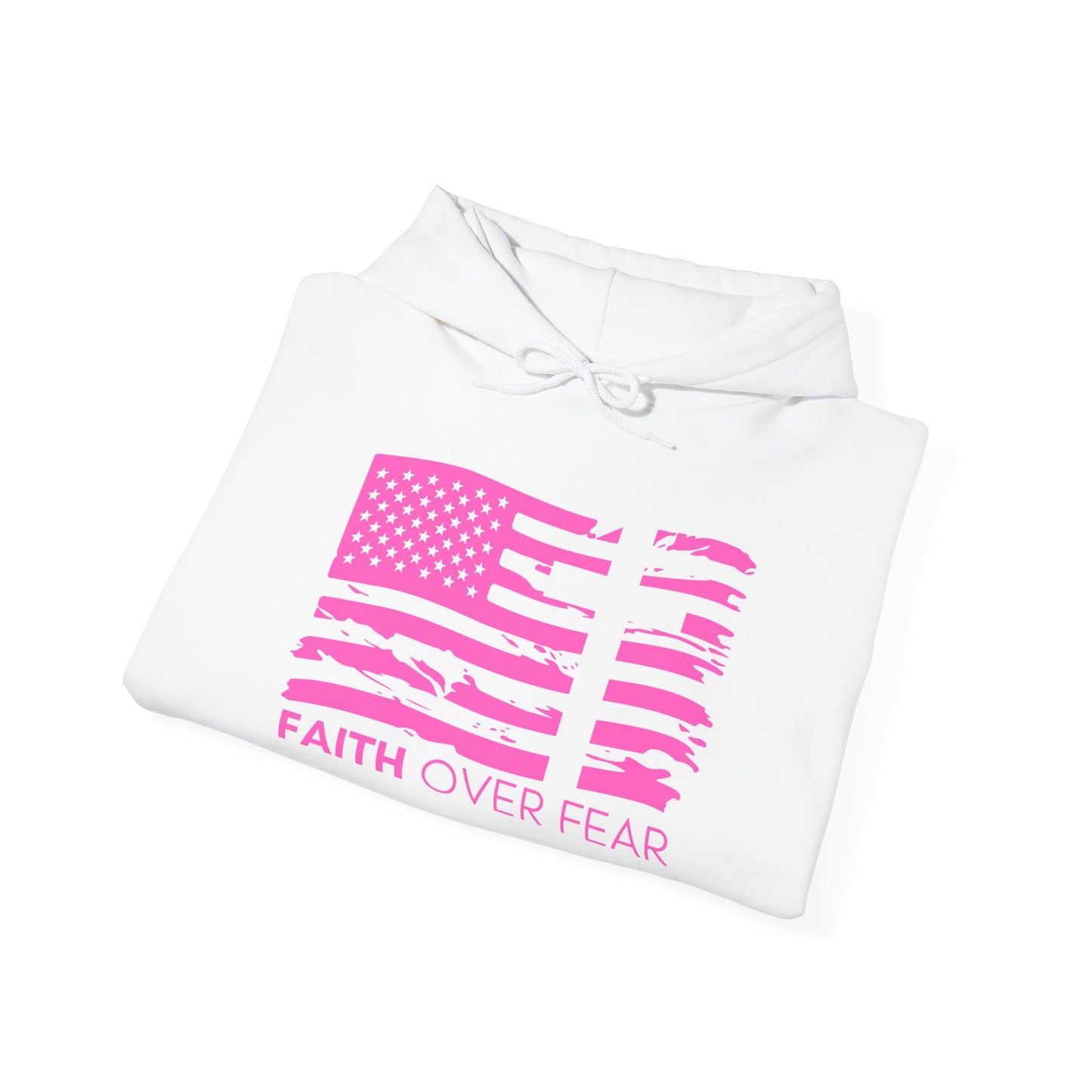 Faith Over Fear//2 Tim. 1:7 Unisex Heavy Blend™ Hooded Sweatshirt (Pink//Front Design)