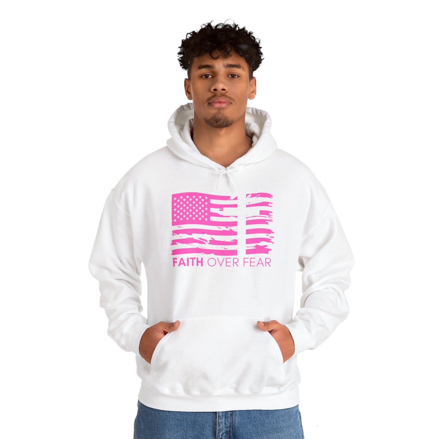 Faith Over Fear // 2 Timothy 1:7 Heavy Blend™ Hoodie (Pink//Front & Back Design)