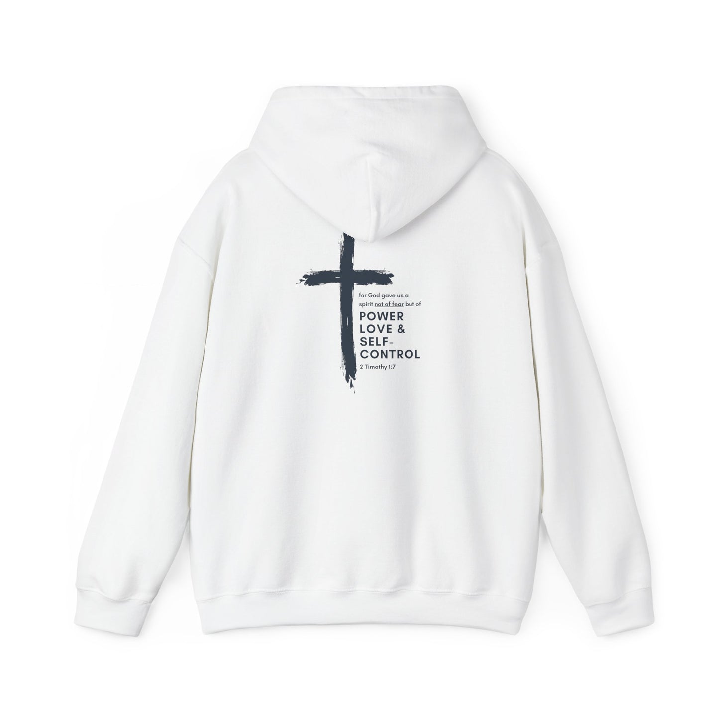 Faith Over Fear x 2 Timothy 1:7 Heavy Blend™ Hoodie (Navy Blue, Front & Back Design)