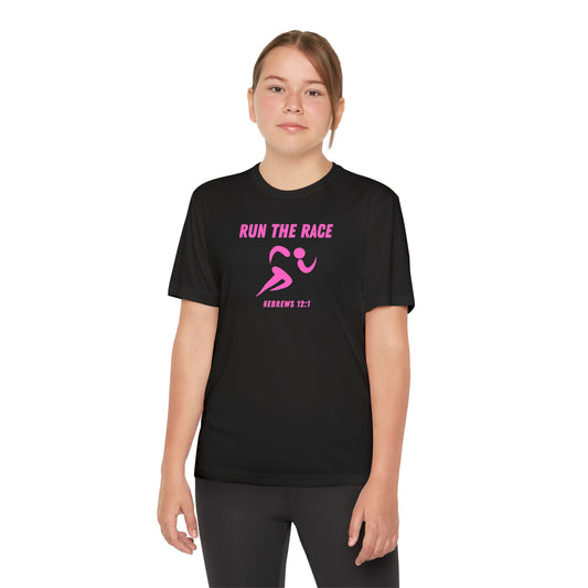 Youth Run The Race Performance Tee (pink print // other colors available)